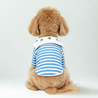 Maglia a Due Zampe a Righe Blu e Bianche con Colletto alla Marinara Ricamo Ciliegie