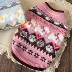 Maglioncino Gilet in Stile Fair Isle con Fantasia Originale Cagnolino e Zampette