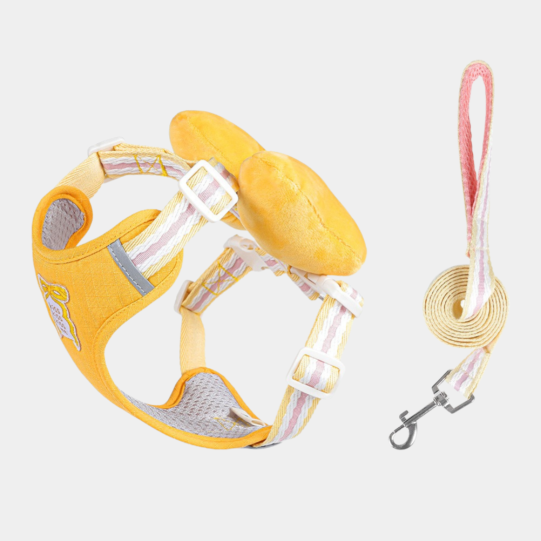 Set Pettorina + Guinzaglio con Grande Fiocco Imbottito Stile Dolce per Cani Gatti