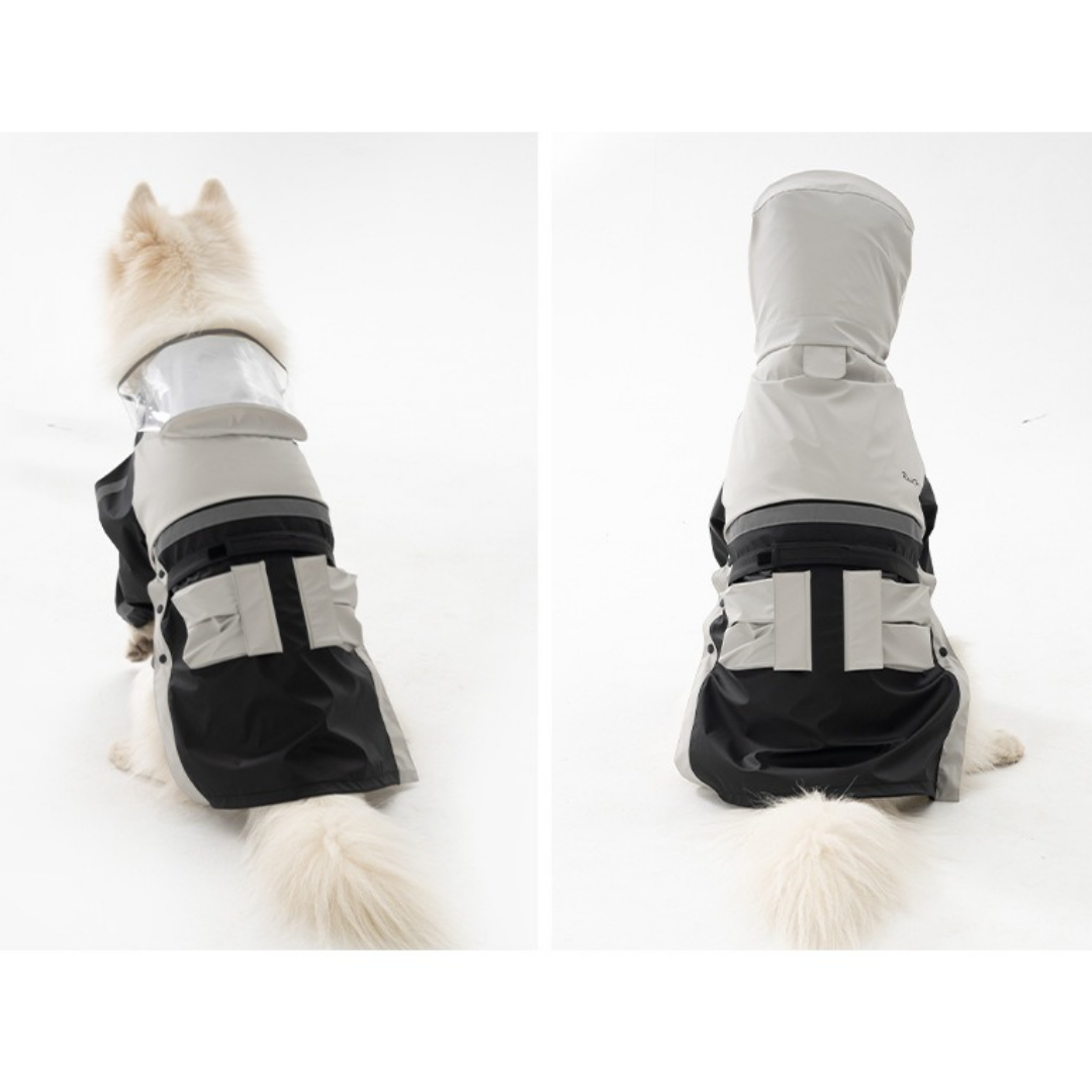 Impermeabile a Due Zampe per Cani di Taglia Grande con Cappuccio a Visiera Trasparente Giacca Outdoor