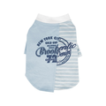 T-Shirt a Due Zampe Design Patchwork a Righe e Tinta Unita con Stampa Lettering