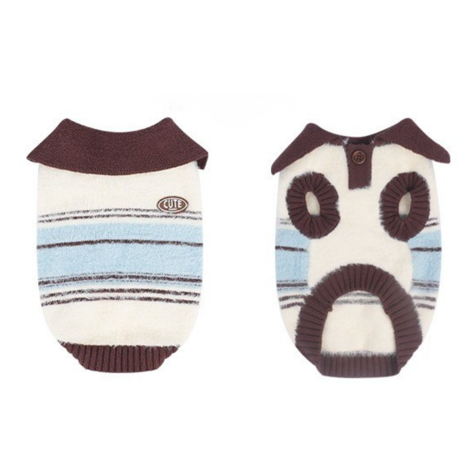 Maglioncino Gilet Polo a Righe con Colletto Colori Blu Bianco Marrone