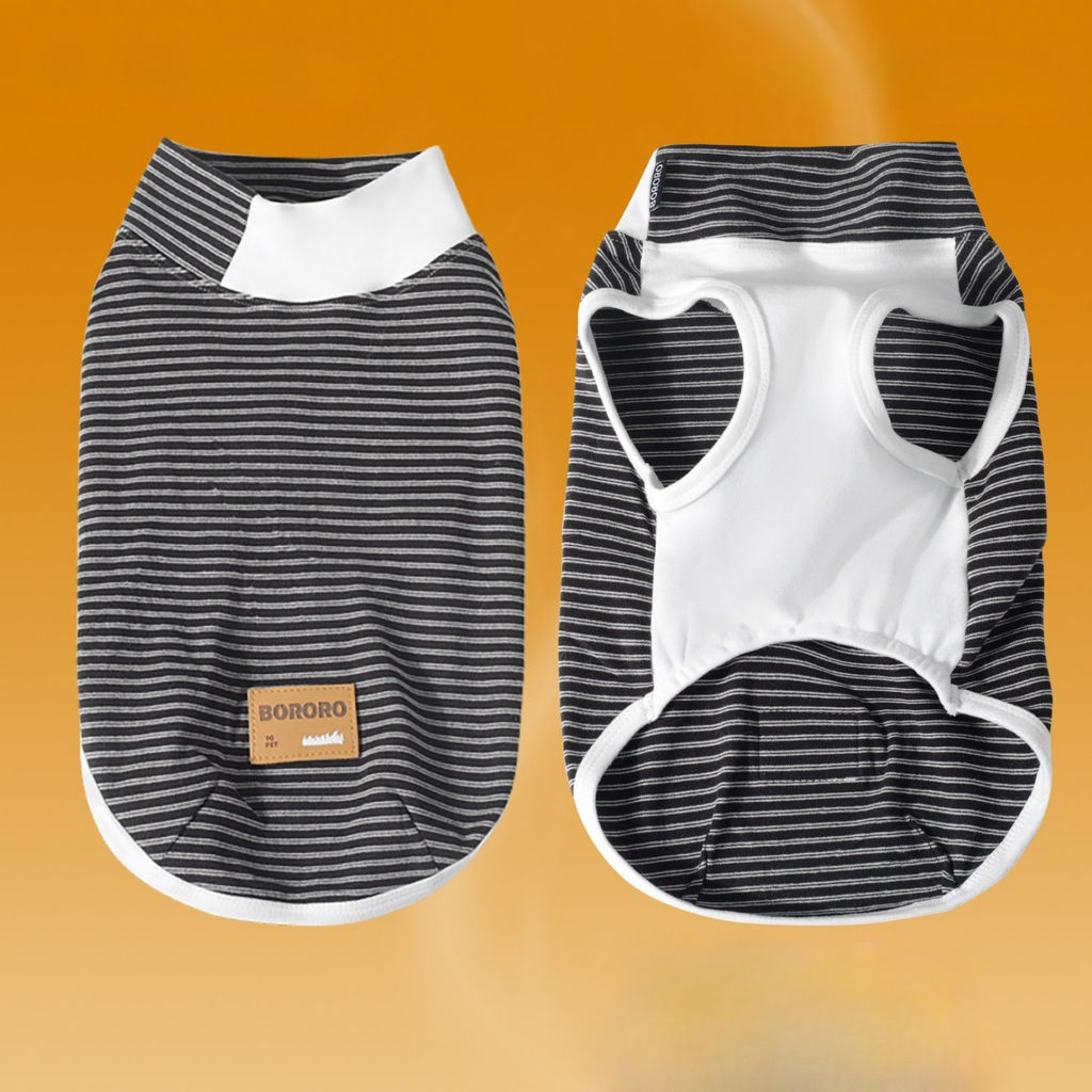 Maglia Gilet Termico a Righe con Collo Mezzo Alto in Tessuto De-Rong Ultra Morbido
