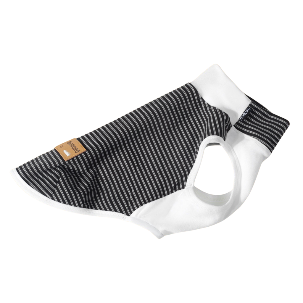 Maglia Gilet Termico a Righe con Collo Mezzo Alto in Tessuto De-Rong Ultra Morbido