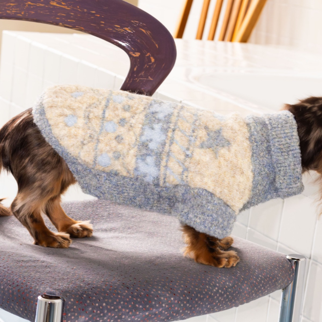 maglione invernale per cani grigio beige