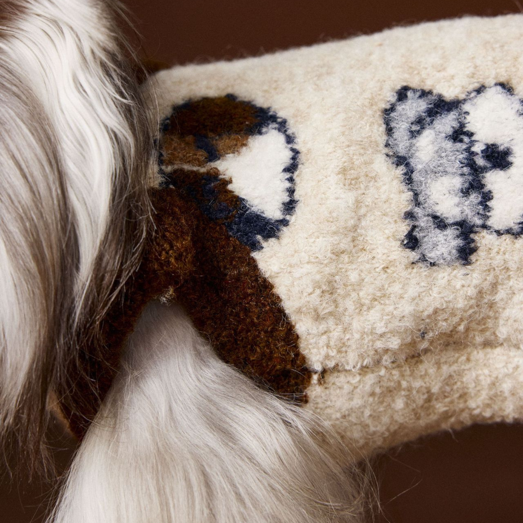 Maglioncino Gilet con Collo Alto Reversibile Stampa Cagnolini 10% Lana