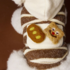 Felpa Gilet con Cappuccio con Tasca Decorazione in Feltro a Forma di Biscotto