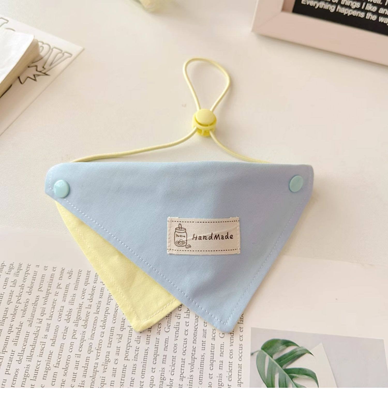 Bandana Triangolare in Cotone Design Minimal Bicolore Regolabile con Elastico