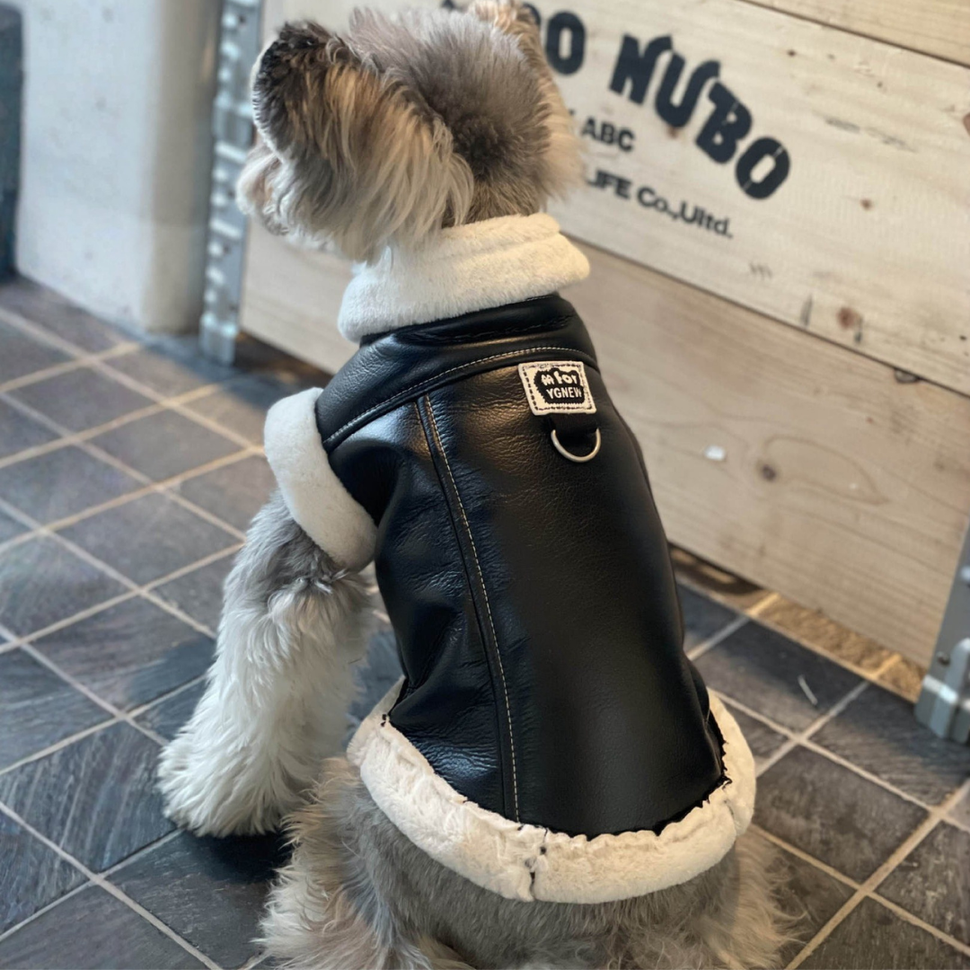Cappottino Gilet in Ecopelle Effetto Pelliccia di Coniglio Stile Aviatore