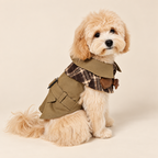Trench Stile British con Colletto a Mantellina in Tartan