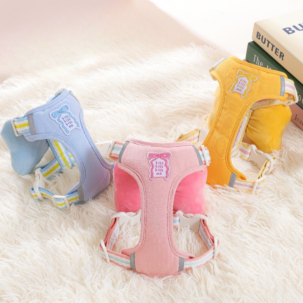 Set Pettorina + Guinzaglio con Grande Fiocco Imbottito Stile Dolce per Cani Gatti