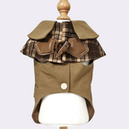 Trench Stile British con Colletto a Mantellina in Tartan