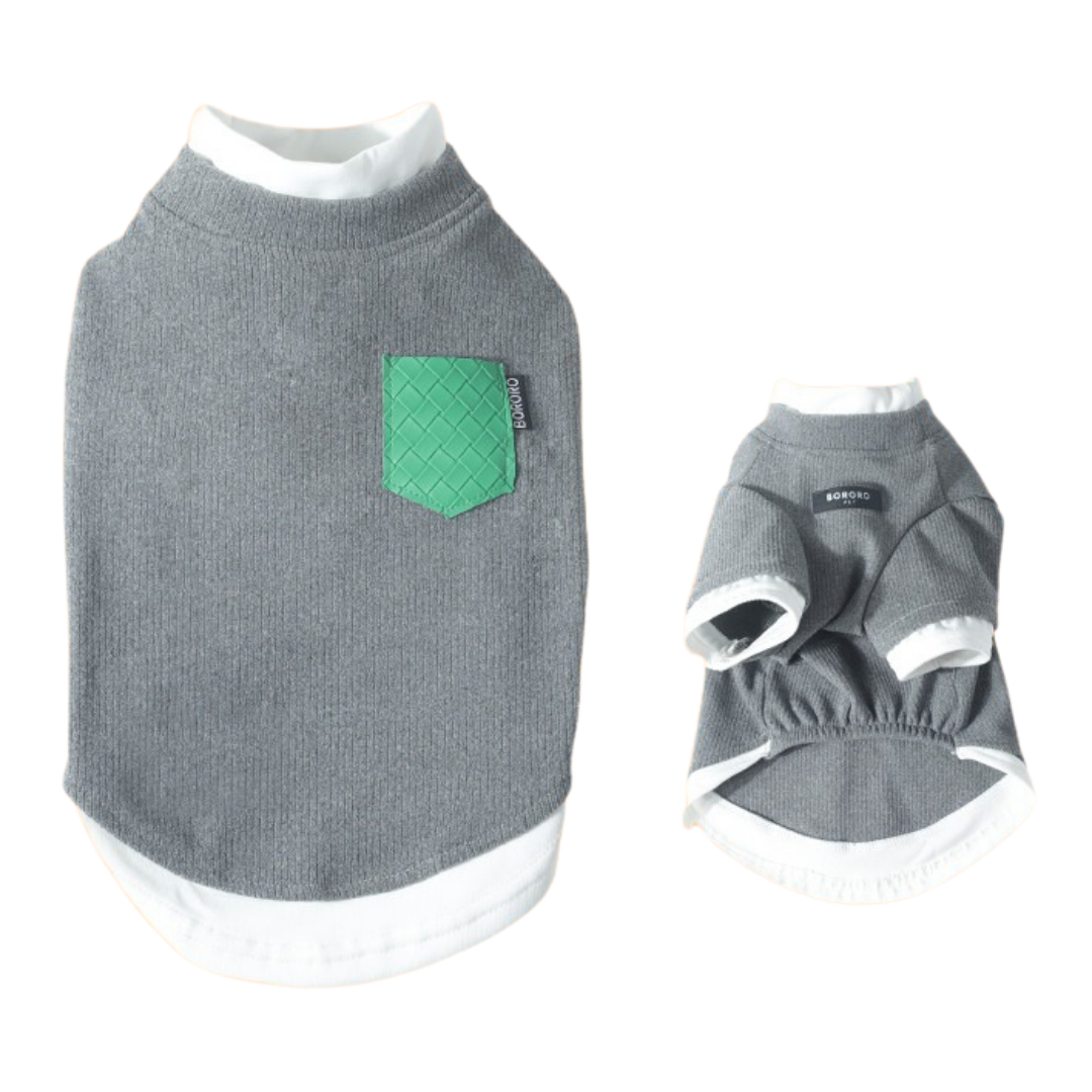 Maglia Termica a Due Zampe in Tessuto De-Rong Design Finto Due Pezzi a Contrasto