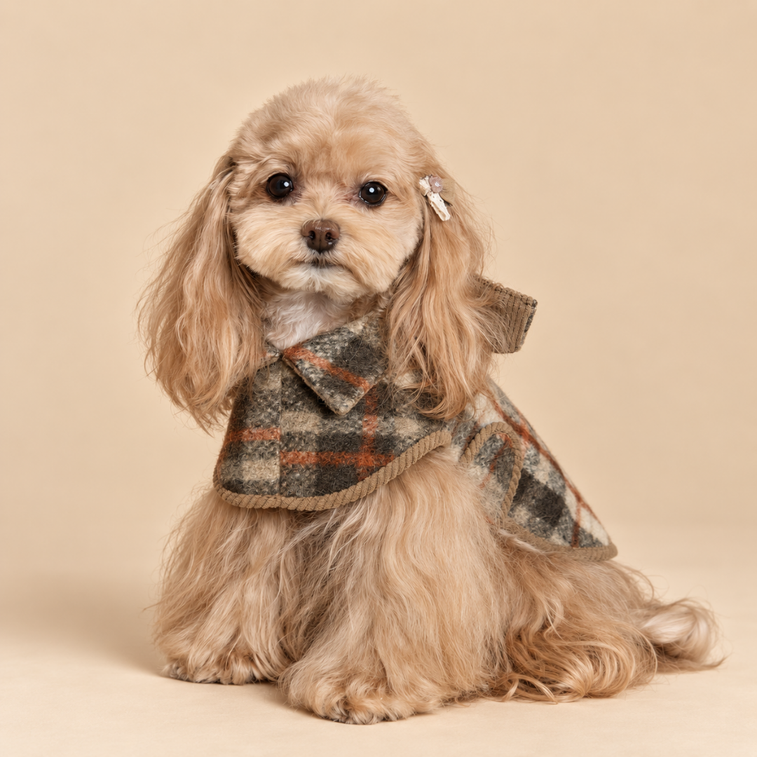 Mantellina in Tweed di Lana a Quadri Stile Vintage
