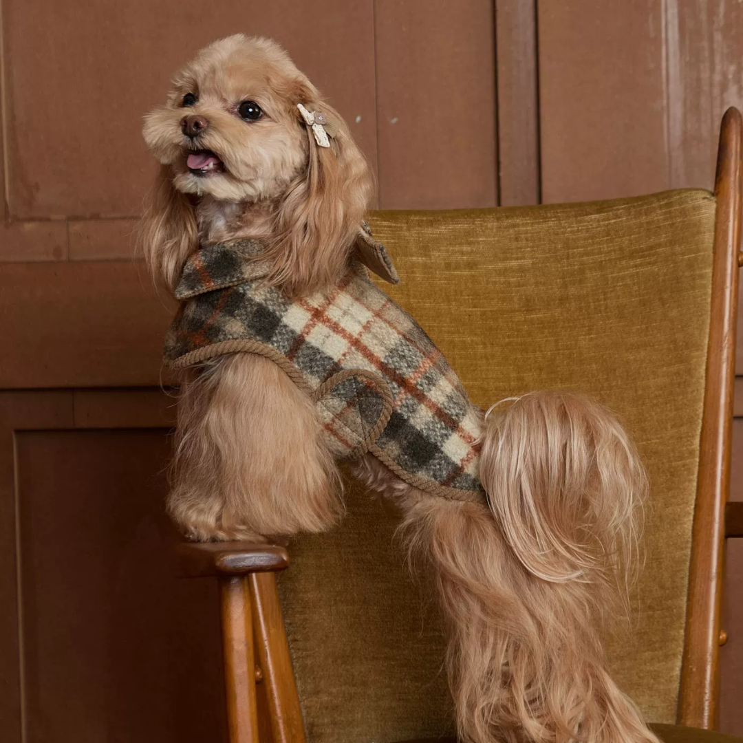 Mantellina in Tweed di Lana a Quadri Stile Vintage