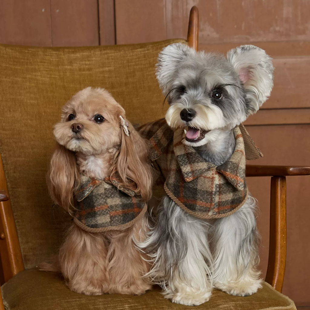 Mantellina in Tweed di Lana a Quadri Stile Vintage