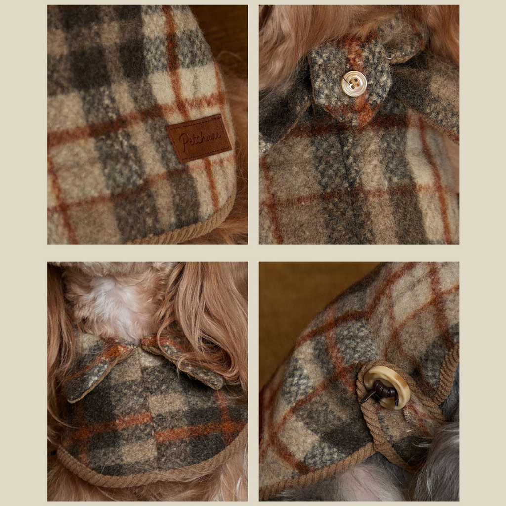 Mantellina in Tweed di Lana a Quadri Stile Vintage