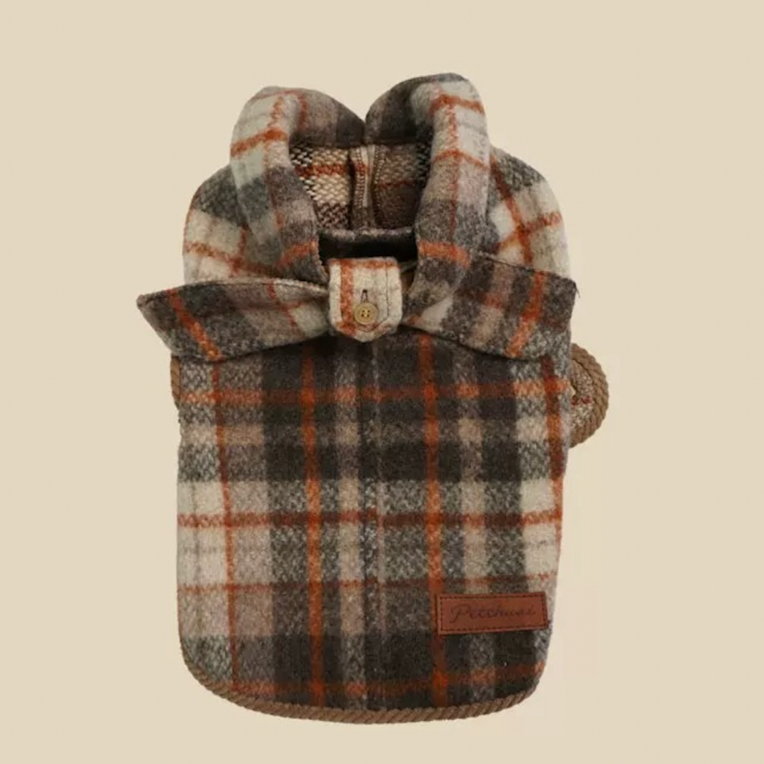 Mantellina in Tweed di Lana a Quadri Stile Vintage