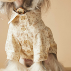 Camicia a Due Zampe con Colletto Stampa Floreale Stile Francese Elegante