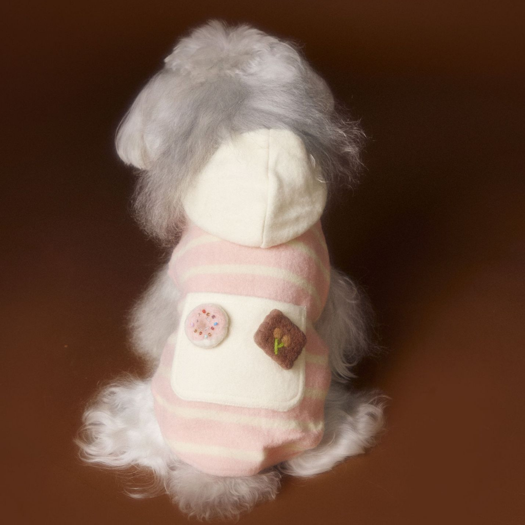 Felpa Gilet con Cappuccio con Tasca Decorazione in Feltro a Forma di Biscotto