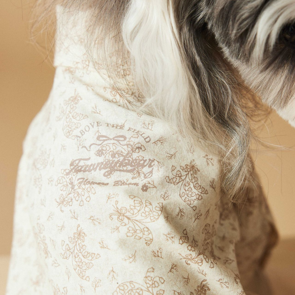 Camicia a Due Zampe con Colletto Stampa Floreale Stile Francese Elegante