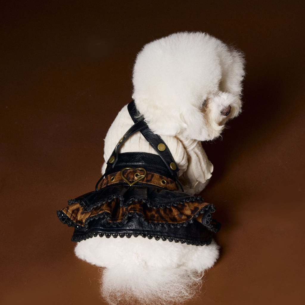 Gonna Salopette in Ecopelle Design a Strati Leopardo/Nero Chic Moderno