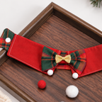 Bandana Natalizia per Cani e Gatti – Papillon Tartan con Fiocco Dorato