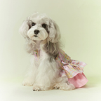Vestito con Spalline a Quadretti Rosa con Fiocco Abito con Gonna a Doppio Strato