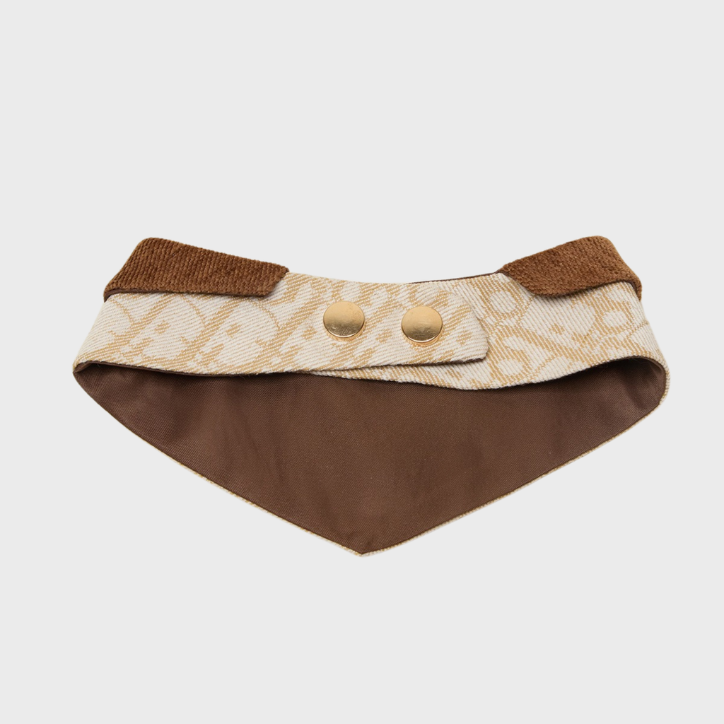 Bandana Triangolare Stile British Vintage Marrone con Bottone Dorato