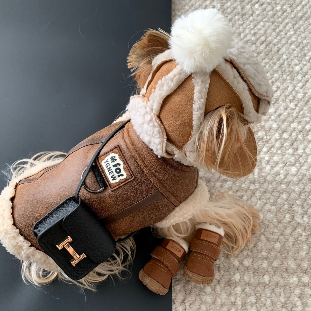 Cappottino Gilet Effetto Scamosciato e Montone Stile Aviatore