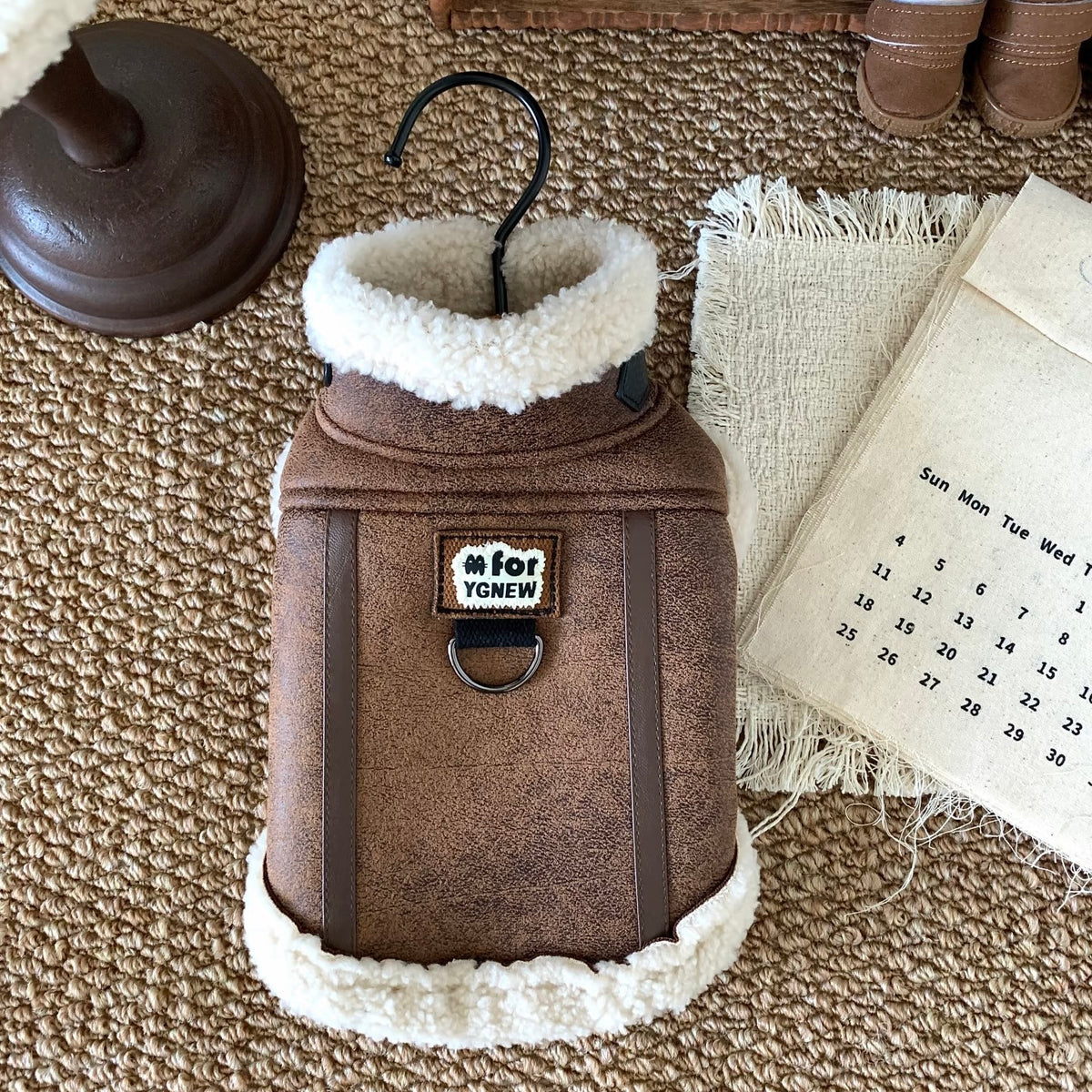 Cappottino Gilet Effetto Scamosciato e Montone Stile Aviatore