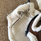 Cappottino Gilet Effetto Scamosciato e Montone Stile Aviatore