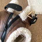 Cappottino Gilet Effetto Scamosciato e Montone Stile Aviatore