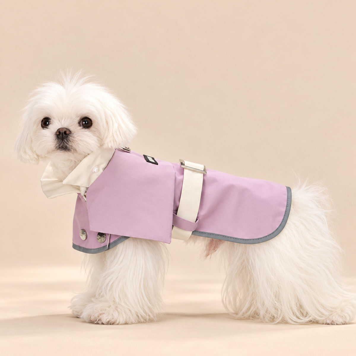 Impermeabile Antivento con Cappuccio Rimovibile Stile Trench Elegante - Viola Lilla