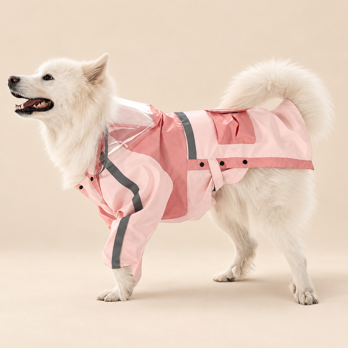 Impermeabile a Due Zampe per Cani di Taglia Grande con Cappuccio Giacca Outdoor