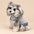 Felpa Gilet con Scollo a V Stile Finto Due Pezzi Grigio con Inserto a Quadri Blu e Bianchi