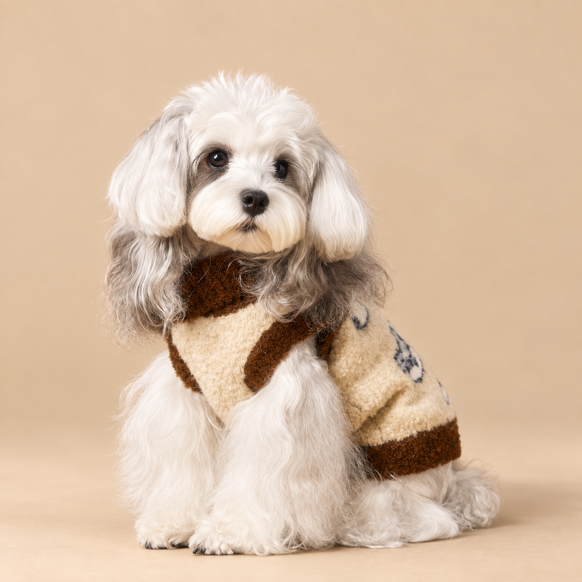 Maglioncino per cani collo risvolto colore marrone