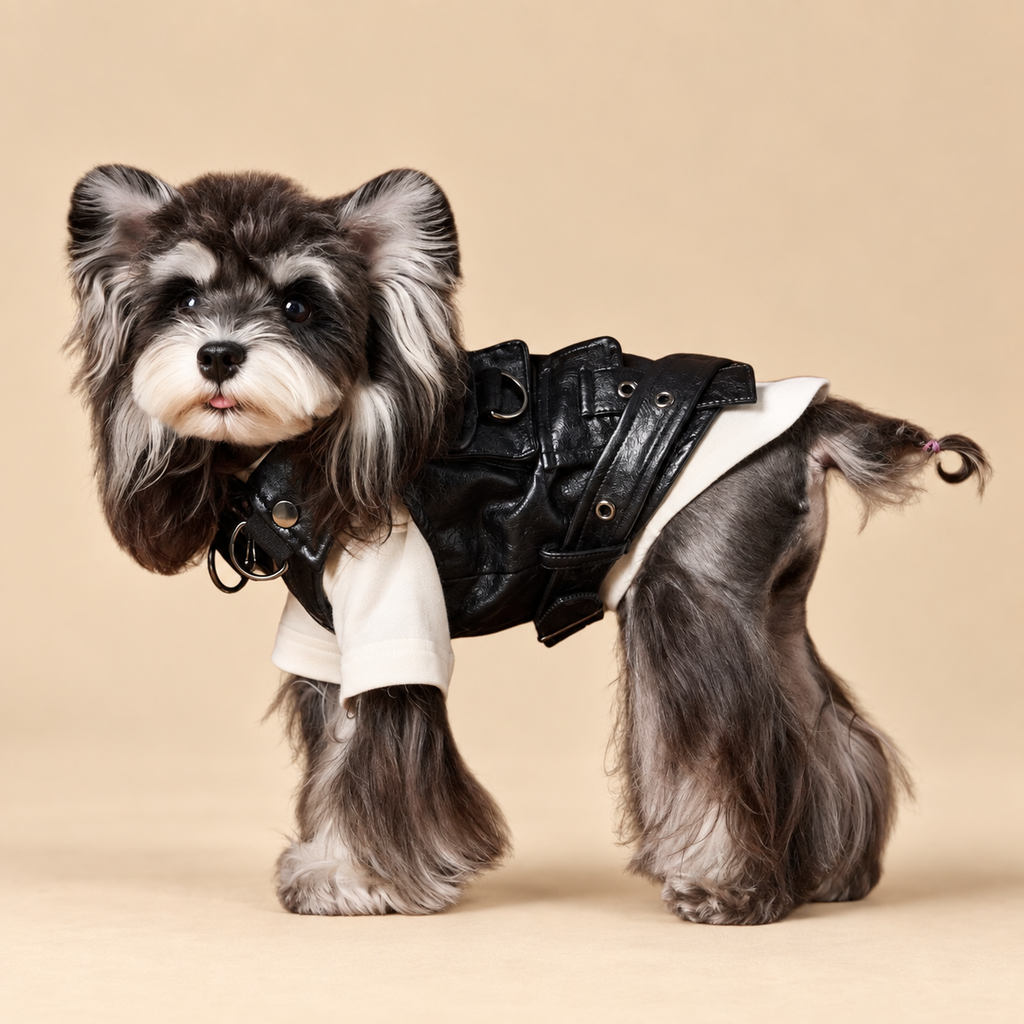 Gilet in Ecopelle Nera con Multitasche Funzionali Stile Cargo Streetwear