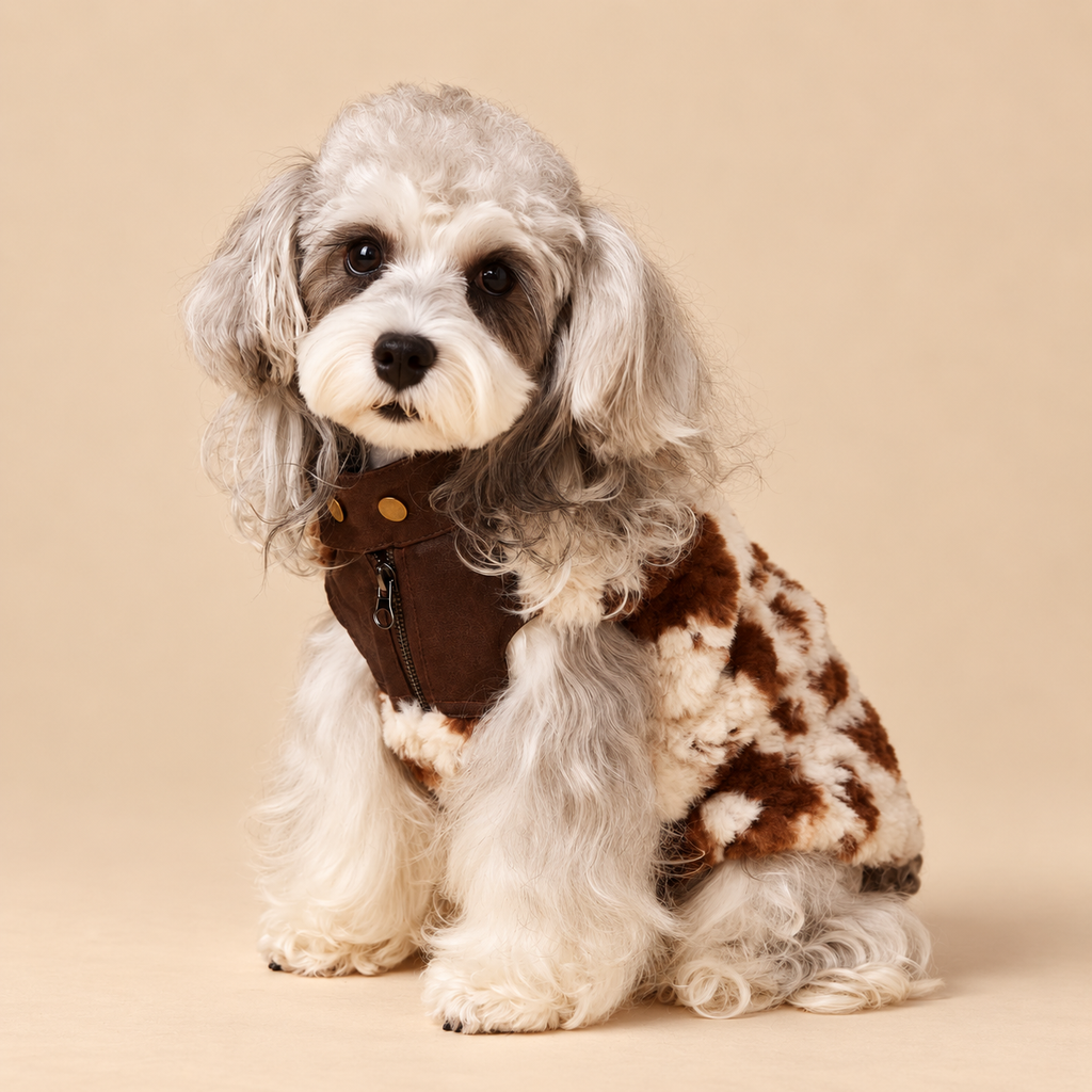 Gilet in Ecopelliccia con Stampa Leopardata Dettagli in Ecopelle