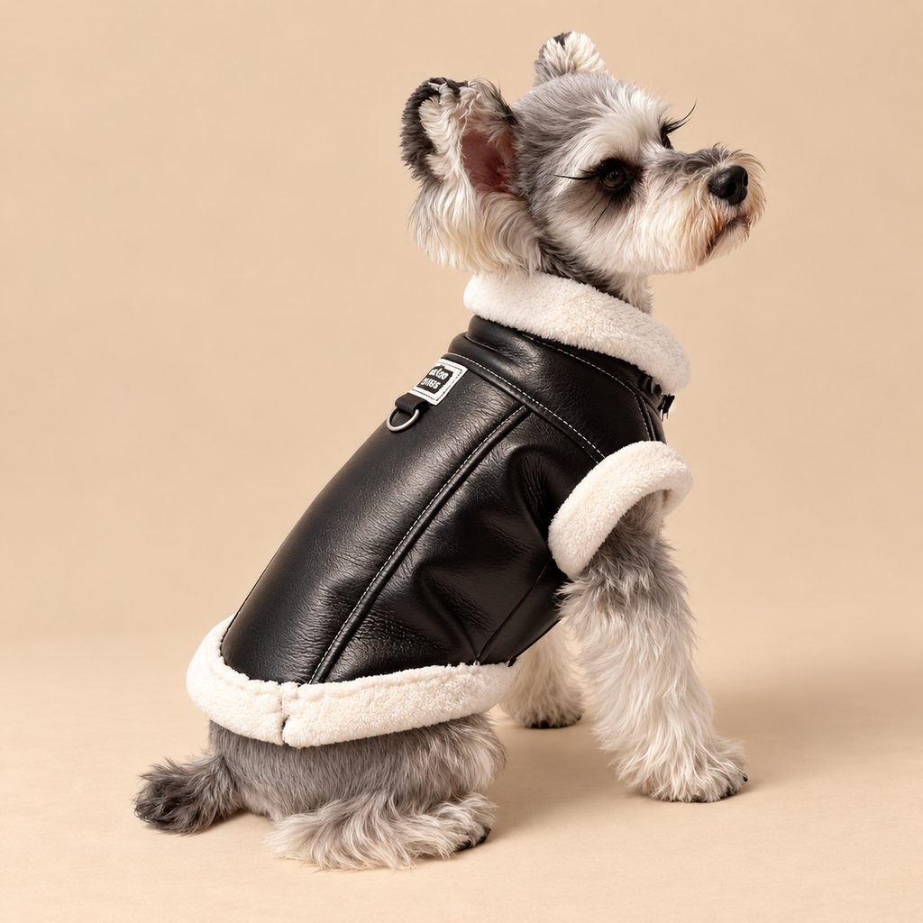 Cappottino Gilet in Ecopelle Effetto Pelliccia di Coniglio Stile Aviatore