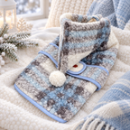 Mantellina Invernale Imbottita con Cappuccio – Fantasia Tartan Azzurra